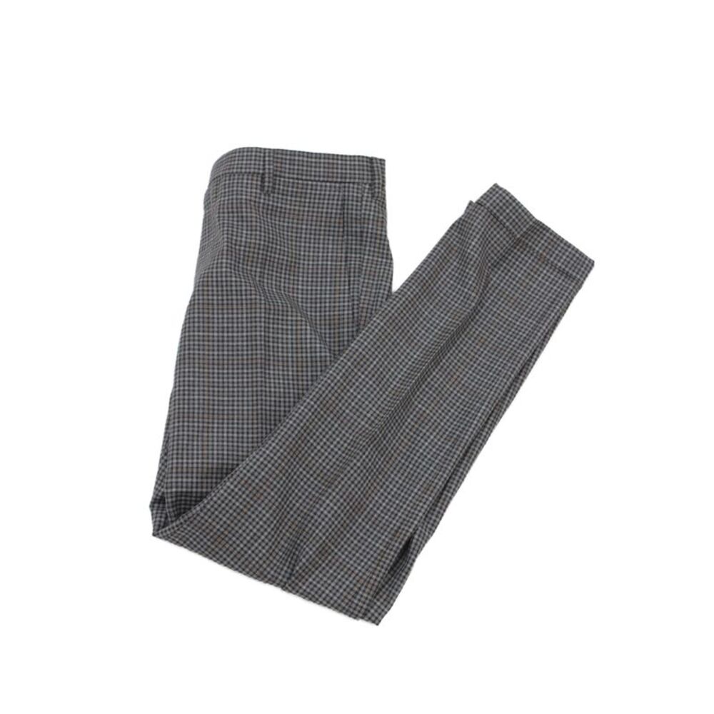 Paul Smith Mens Dress Pants Gray Wool Plaid Button Closure Size 30